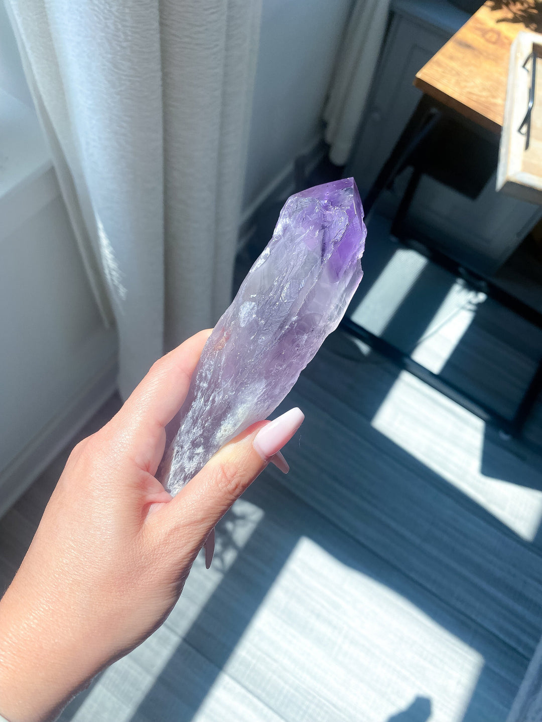 HUGE 8" Amethyst Wand Polished - Energy Cleanse Crystal - Calming - Creativity - Psychic Protection - Amethyst Root - Amethyst Scepter