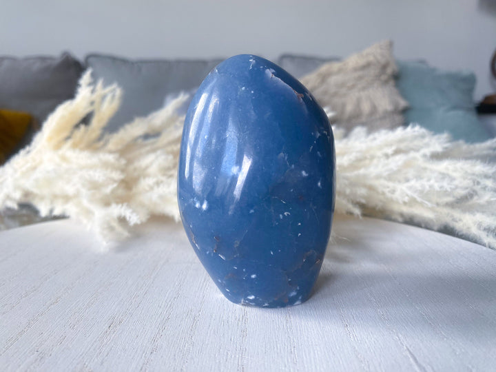 NATURAL Engraved "A" Angelite Freeform - Get Exact Piece - Spiritual Awareness - Communication - Lucid Dreaming Stone - Deep Blue Angelite