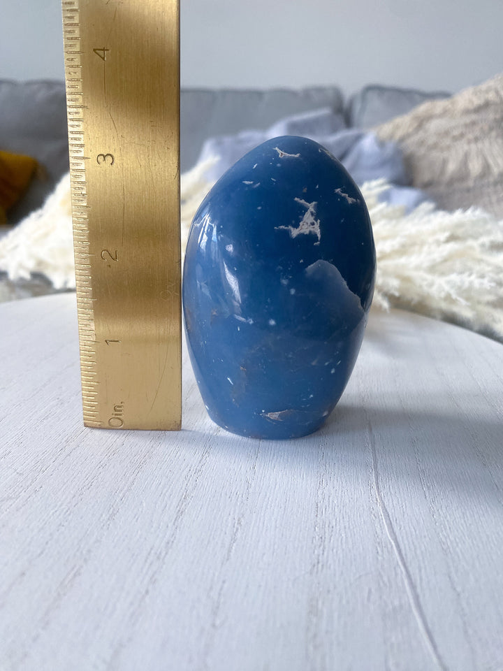 NATURAL Engraved "A" Angelite Freeform - Get Exact Piece - Spiritual Awareness - Communication - Lucid Dreaming Stone - Deep Blue Angelite