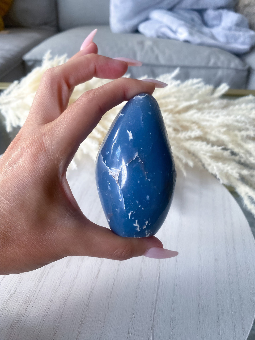 NATURAL Engraved "A" Angelite Freeform - Get Exact Piece - Spiritual Awareness - Communication - Lucid Dreaming Stone - Deep Blue Angelite