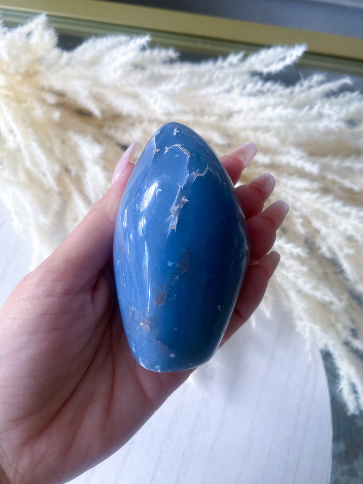 NATURAL Engraved "A" Angelite Freeform - Get Exact Piece - Spiritual Awareness - Communication - Lucid Dreaming Stone - Deep Blue Angelite