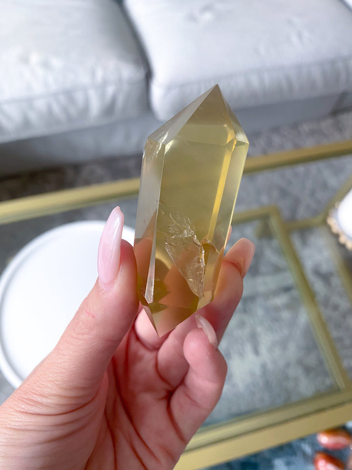 Lemon Topaz Double Terminated Wand  3 inches - Yellow Topaz Point - Healing Energy - Protection - Yellow Topaz Crystal