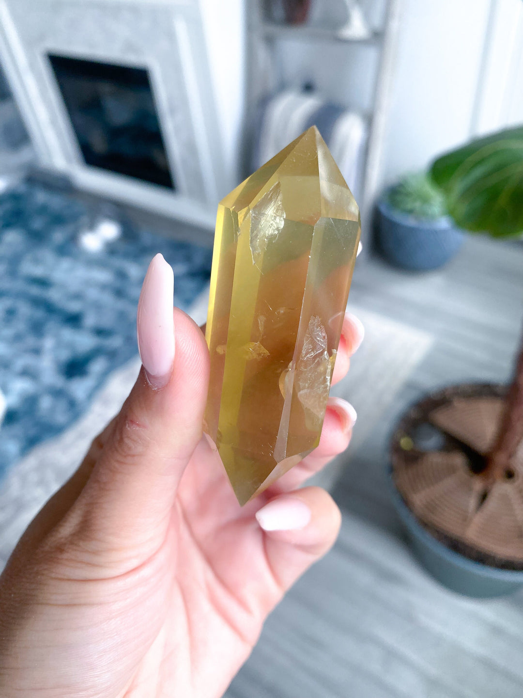 Lemon Topaz Double Terminated Wand  3 inches - Yellow Topaz Point - Healing Energy - Protection - Yellow Topaz Crystal