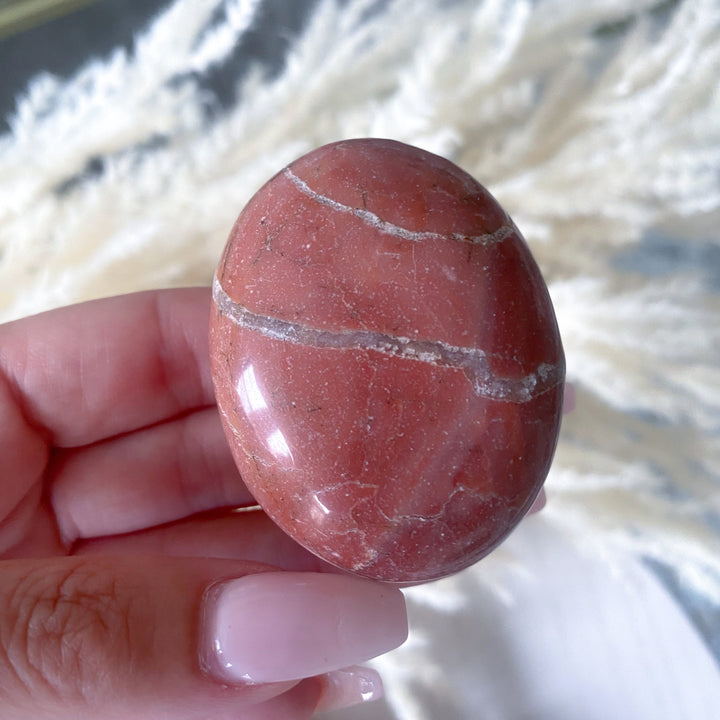 RARE Pink Serpentine Palm Stone - Has Texture - Emotional Healing - Love - Compassion - Stress Relief - Heart Chakra - Peace
