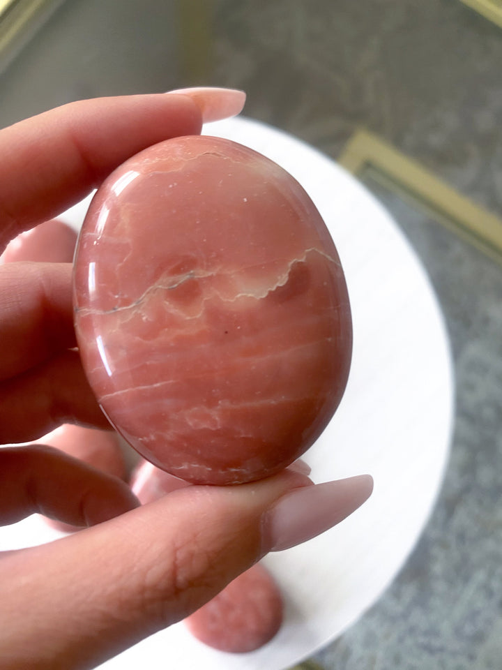 RARE Pink Serpentine Palm Stone - Has Texture - Emotional Healing - Love - Compassion - Stress Relief - Heart Chakra - Peace
