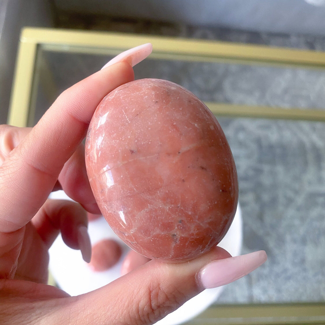 RARE Pink Serpentine Palm Stone - Has Texture - Emotional Healing - Love - Compassion - Stress Relief - Heart Chakra - Peace