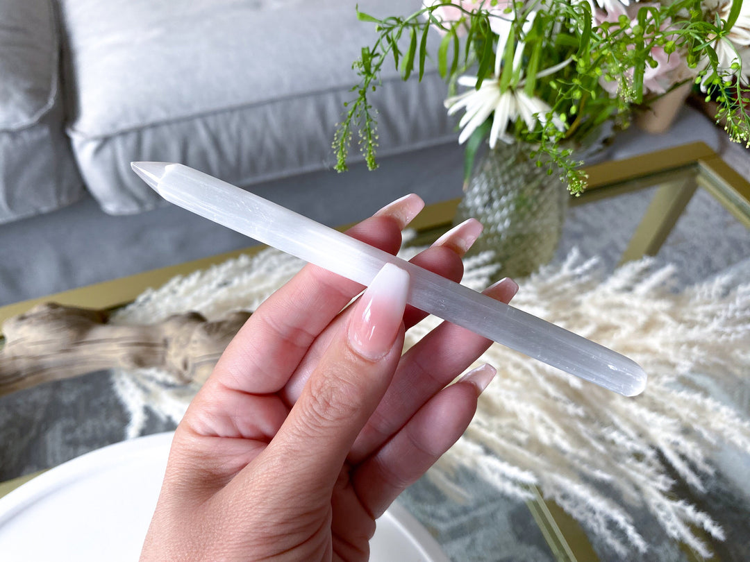 Selenite Pencil 5-6" - Selenite Wand