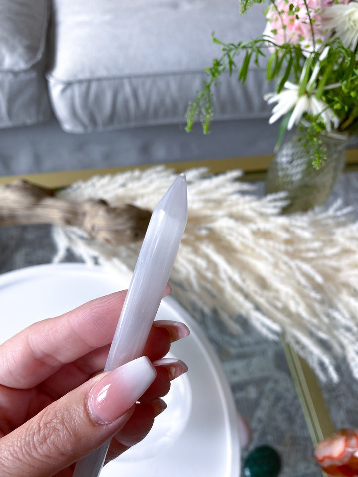 Selenite Pencil 5-6" - Selenite Wand