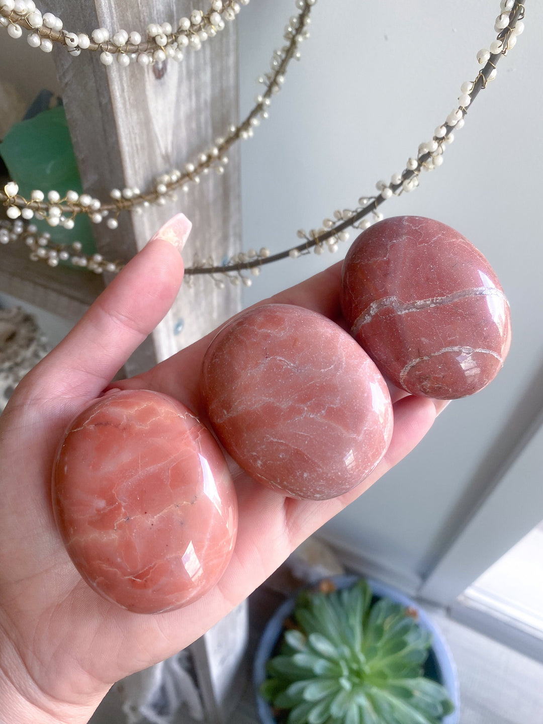 RARE Pink Serpentine Palm Stone - Has Texture - Emotional Healing - Love - Compassion - Stress Relief - Heart Chakra - Peace