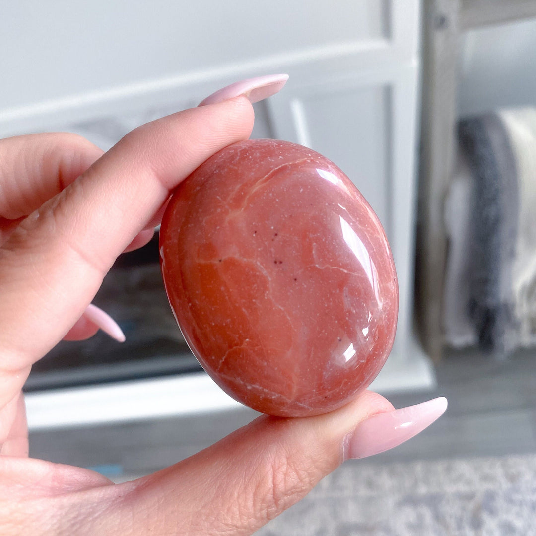 RARE Pink Serpentine Palm Stone - Has Texture - Emotional Healing - Love - Compassion - Stress Relief - Heart Chakra - Peace