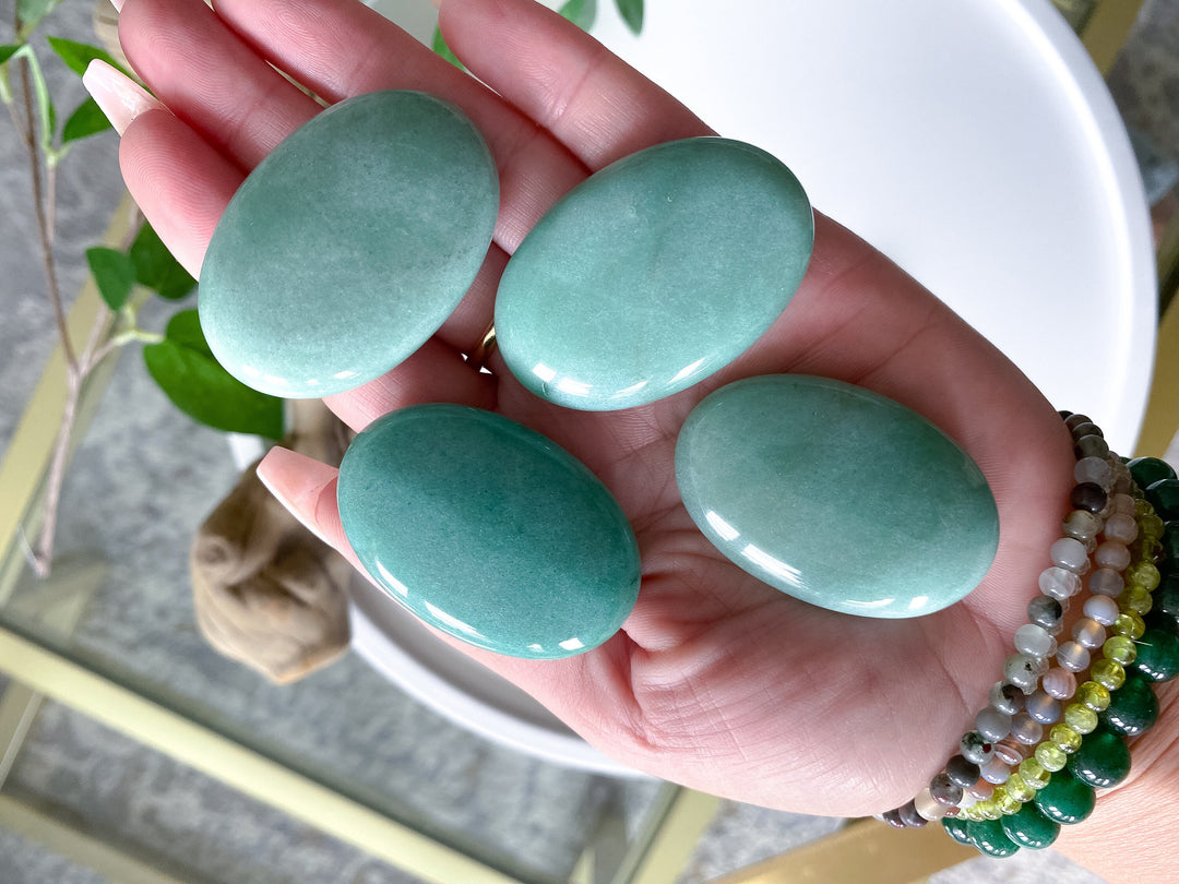 Small Light Green Aventurine Palm Stone