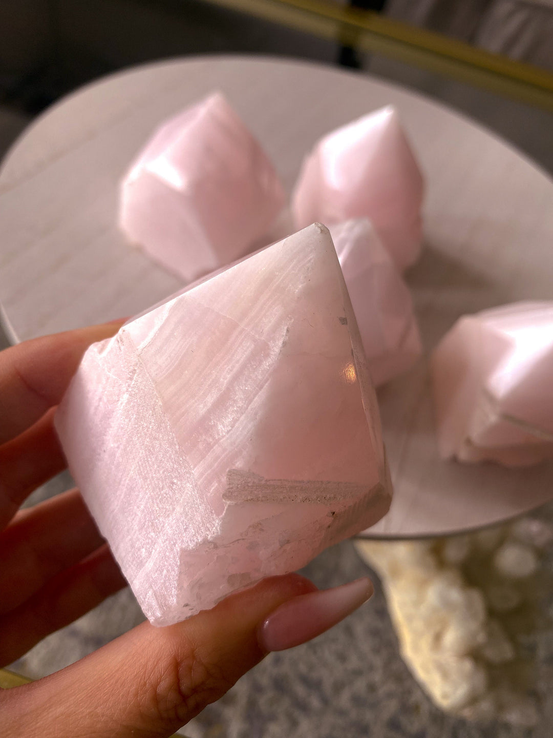 Pink Calcite Top Polish Point