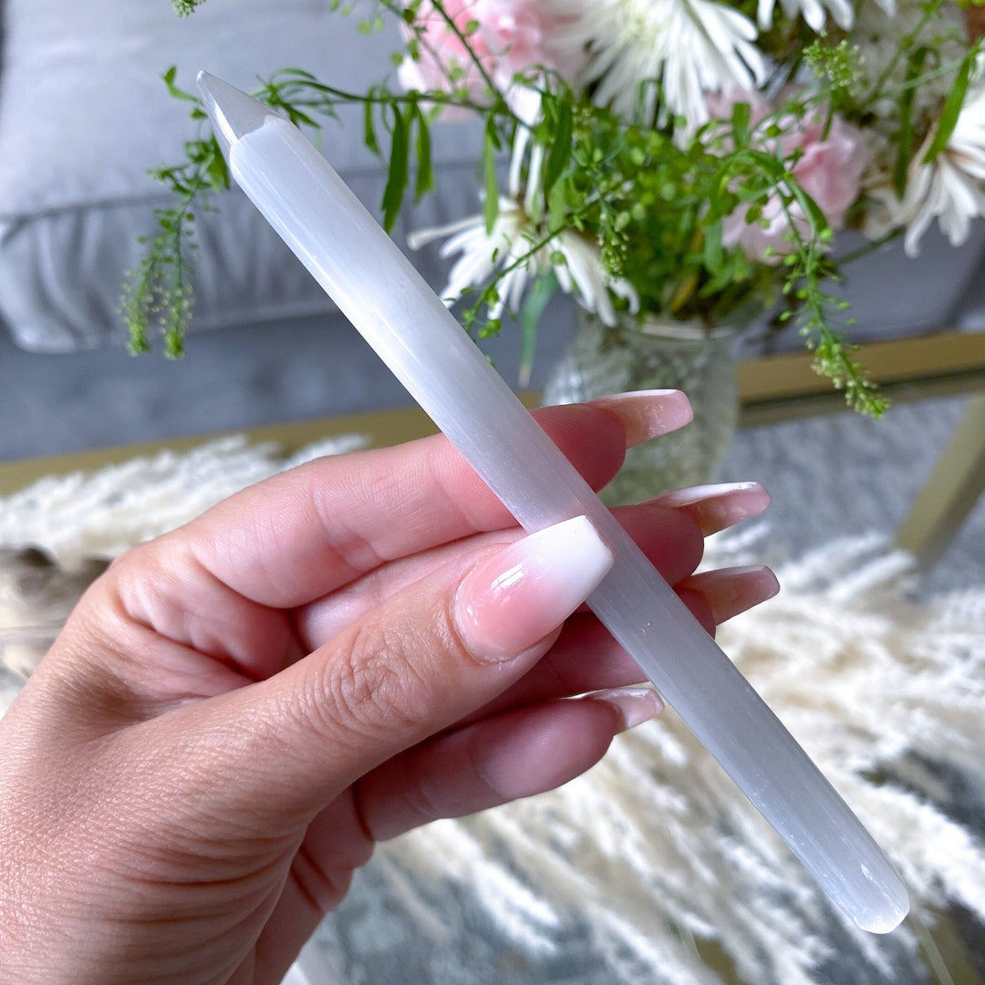 Selenite Pencil 5-6" - Selenite Wand