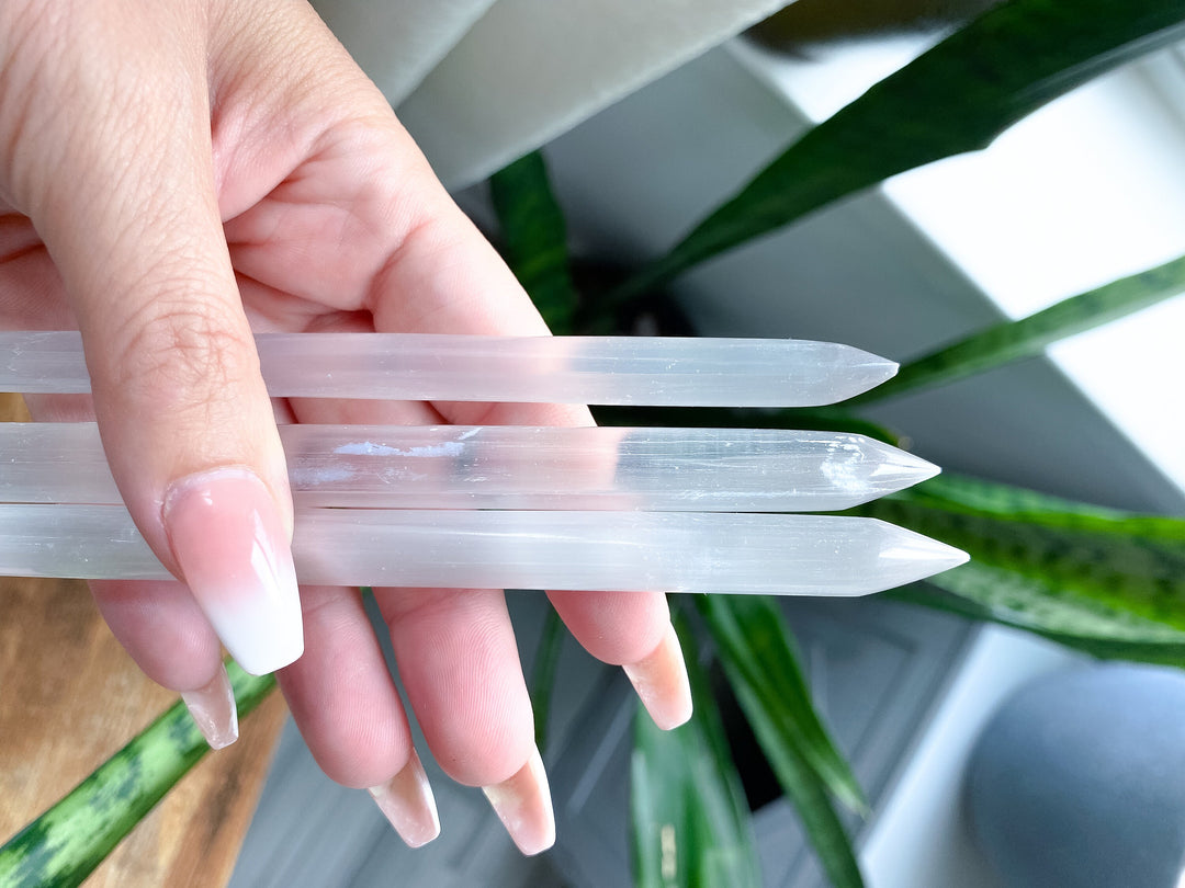 Selenite Pencil 5-6" - Selenite Wand