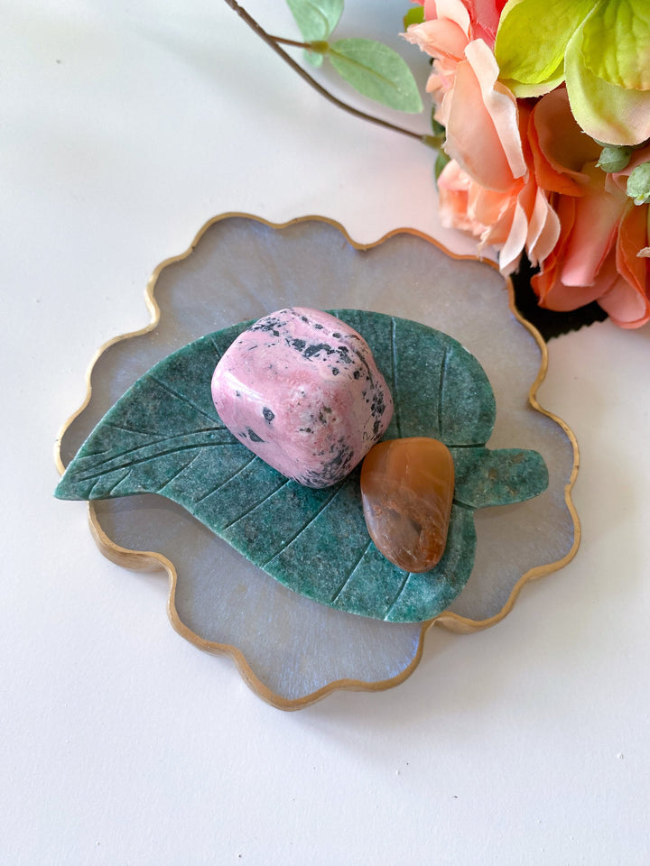 Green Aventurine Leaf Dish