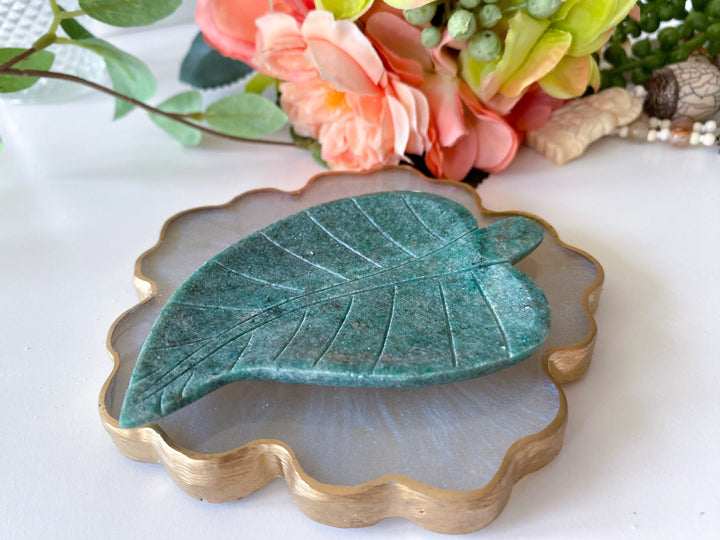 Green Aventurine Leaf Dish