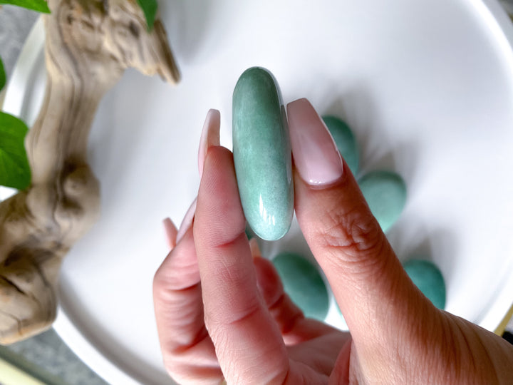 Small Light Green Aventurine Palm Stone