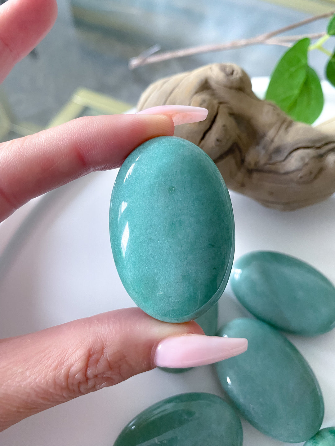 Small Light Green Aventurine Palm Stone