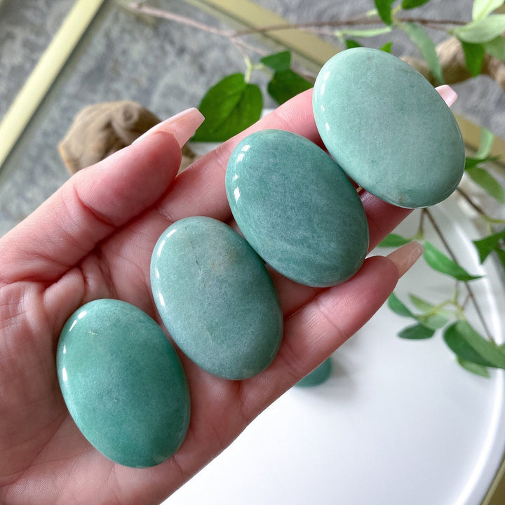 Small Light Green Aventurine Palm Stone