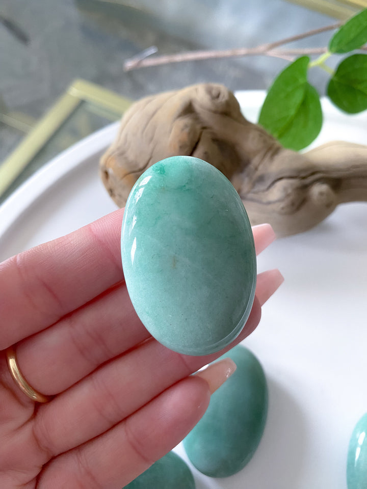 Small Light Green Aventurine Palm Stone