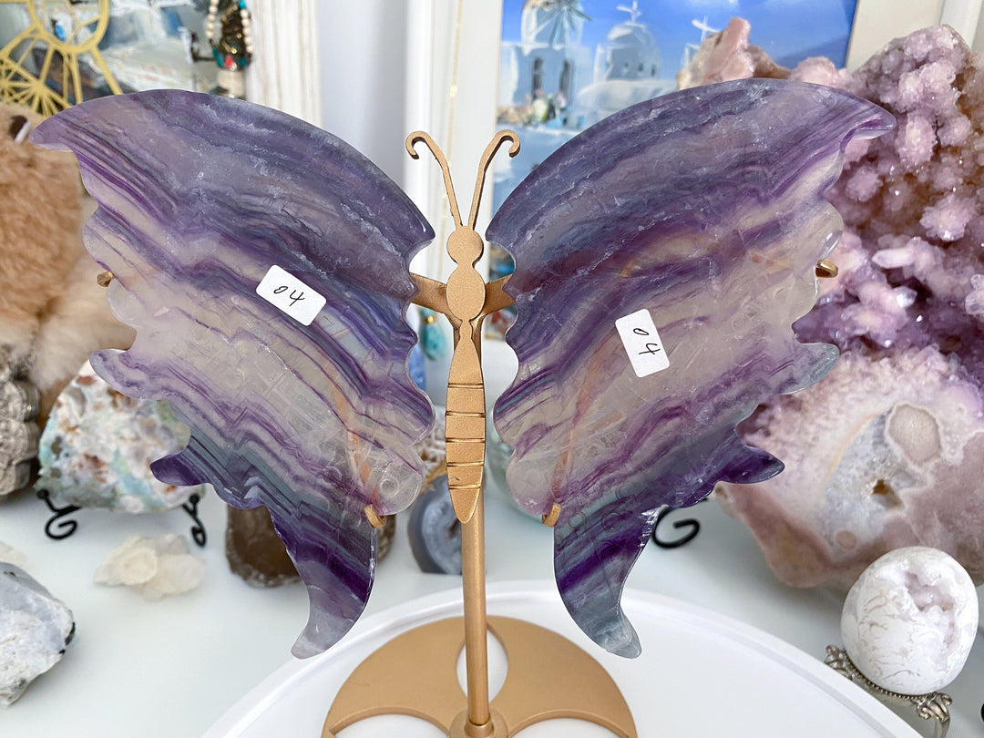 Imperfect Rainbow Fluorite Butterfly on Stand