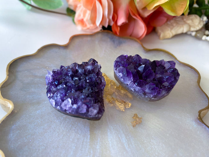 Small Amethyst Cluster - Amethyst Cabachon - Protection - Energy Cleanse - Creativity - Crown, Third Eye Chakra