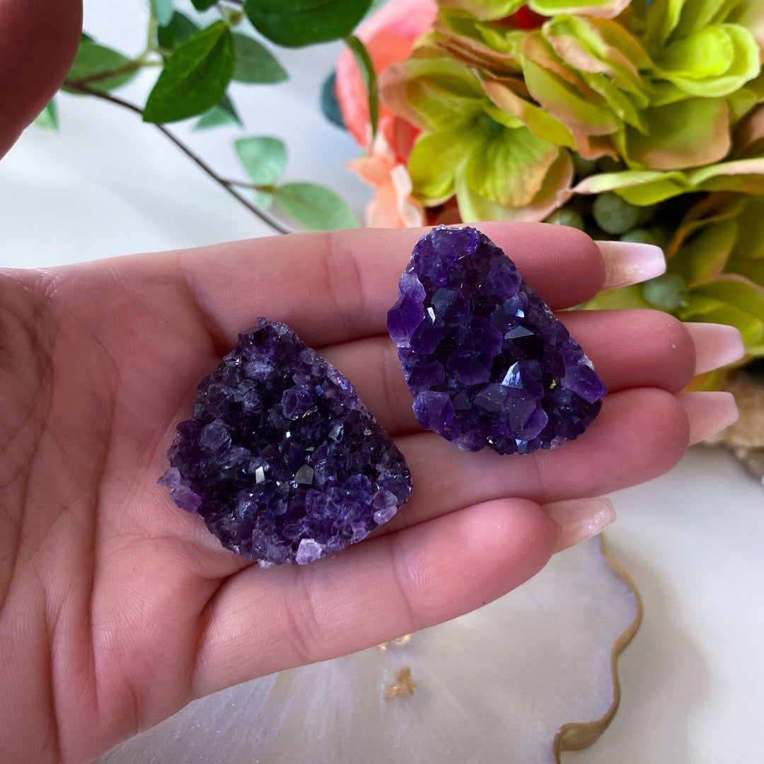 Small Amethyst Cluster - Amethyst Cabachon - Protection - Energy Cleanse - Creativity - Crown, Third Eye Chakra