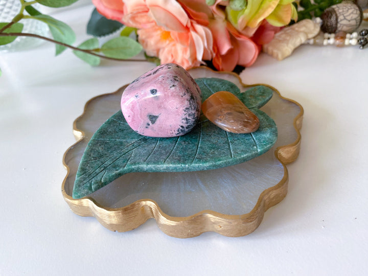 Green Aventurine Leaf Dish