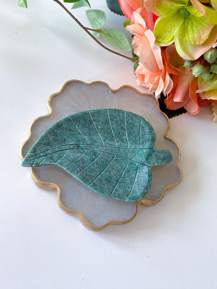 Green Aventurine Leaf Dish