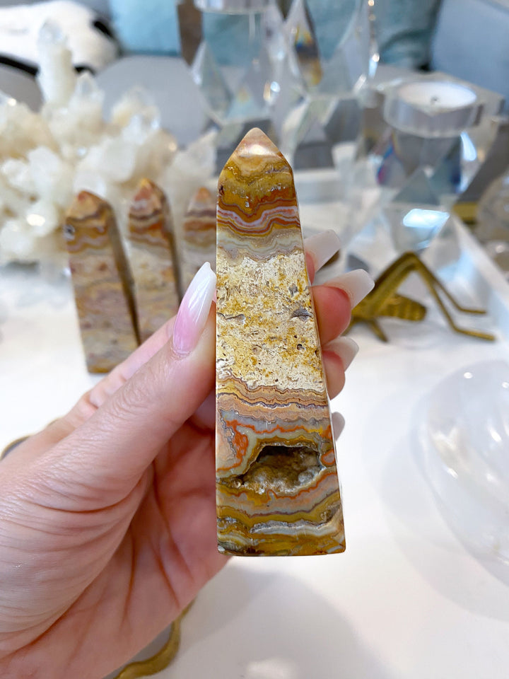 Sandy Crazy Lace Agate Tower