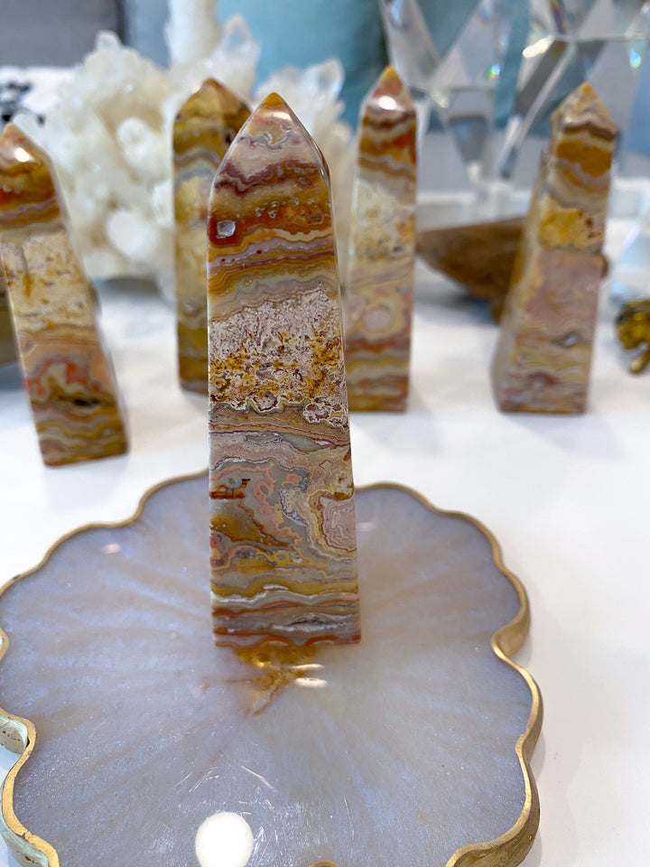 Sandy Crazy Lace Agate Tower