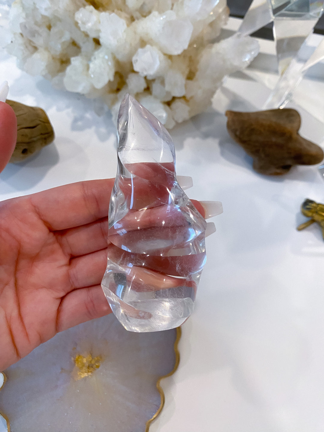 Clear Quartz Flame - Magic Stone - Harmony - Healing - Clarity - Amplification Crystal - Intentions