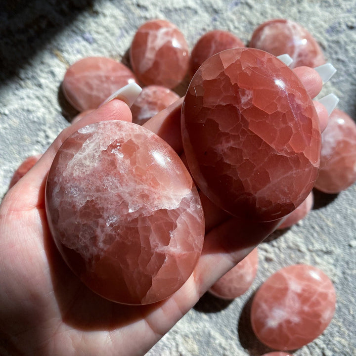 Rose Pink Calcite Palm Stone