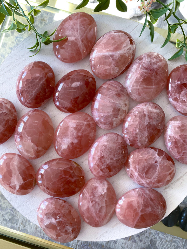 Rose Pink Calcite Palm Stone