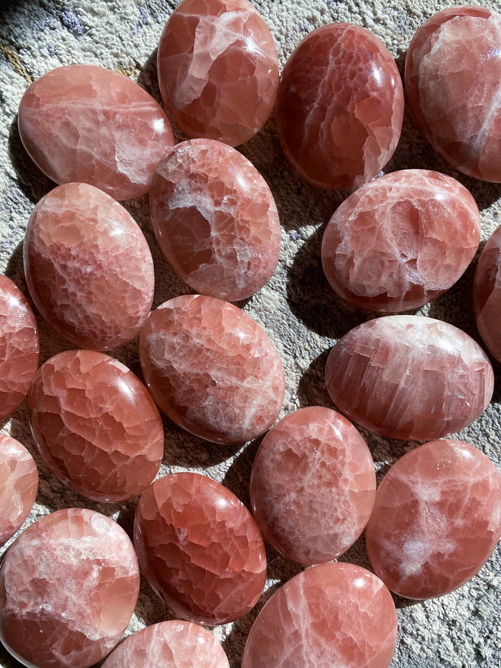 Rose Pink Calcite Palm Stone