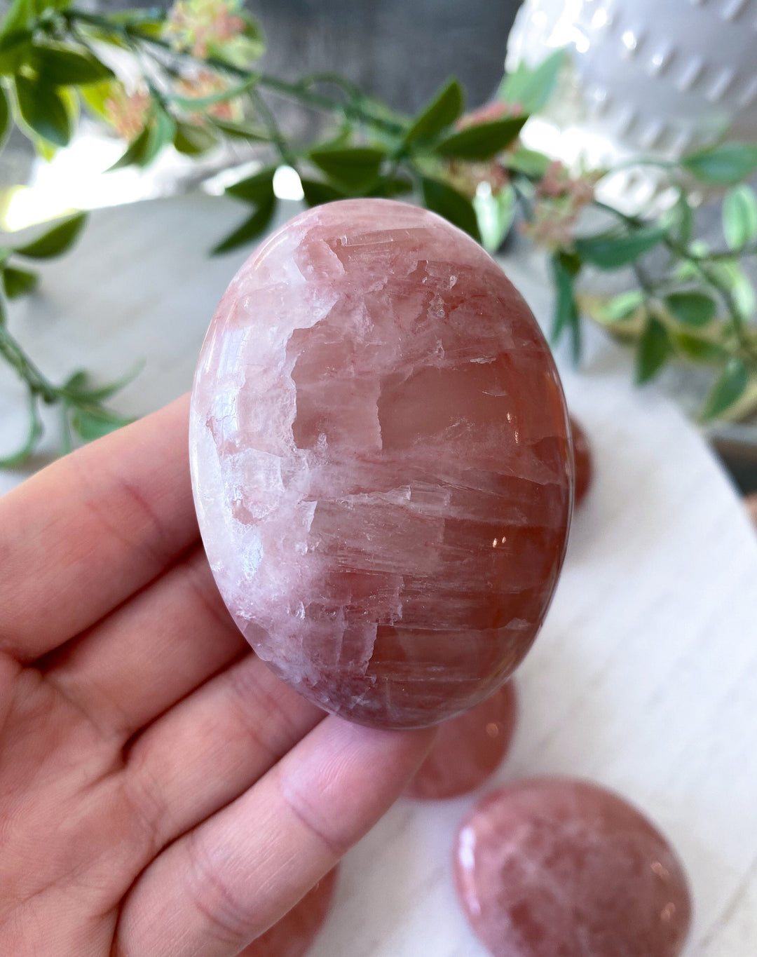 Rose Pink Calcite Palm Stone