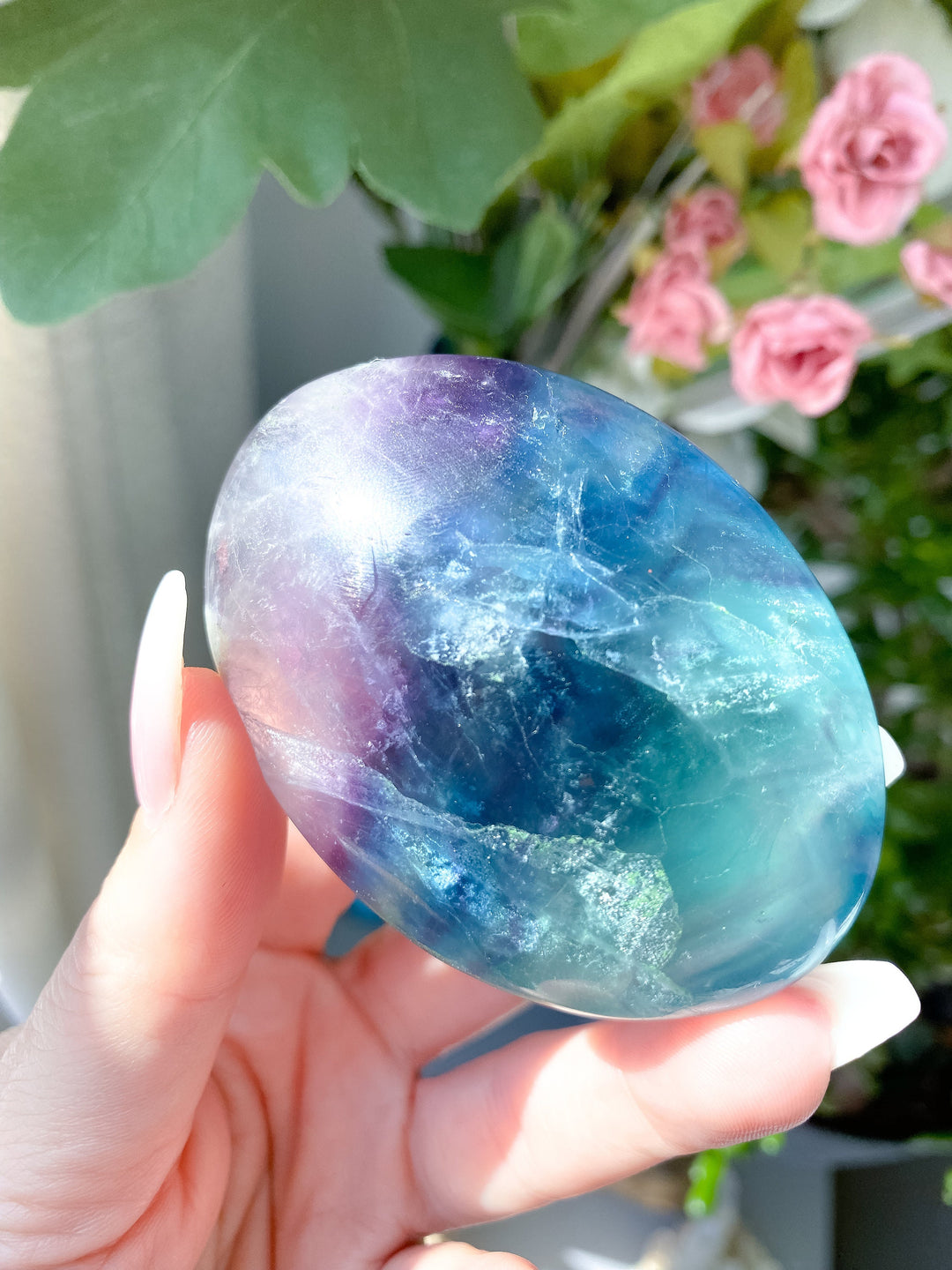 Deep, Rich Rainbow Fluorite Palm - Green, Blue, Purple - Get this EXACT Stone - Protection - Aura Cleanse - Communication - Visions