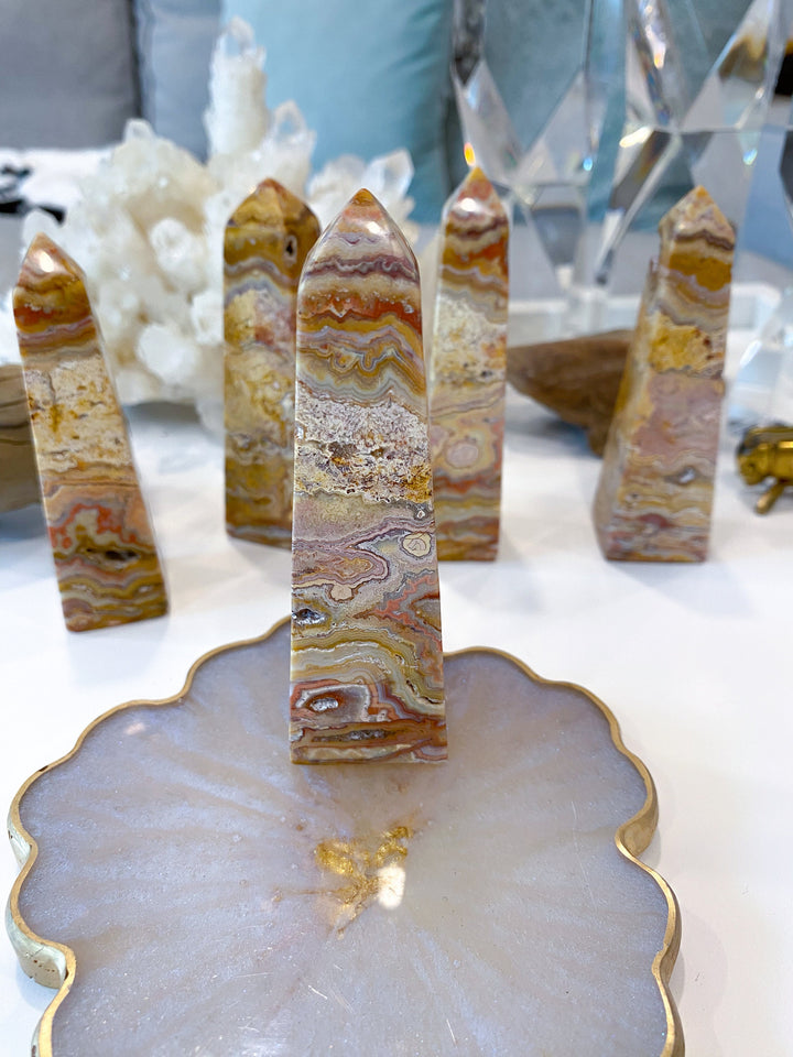 Sandy Crazy Lace Agate Tower