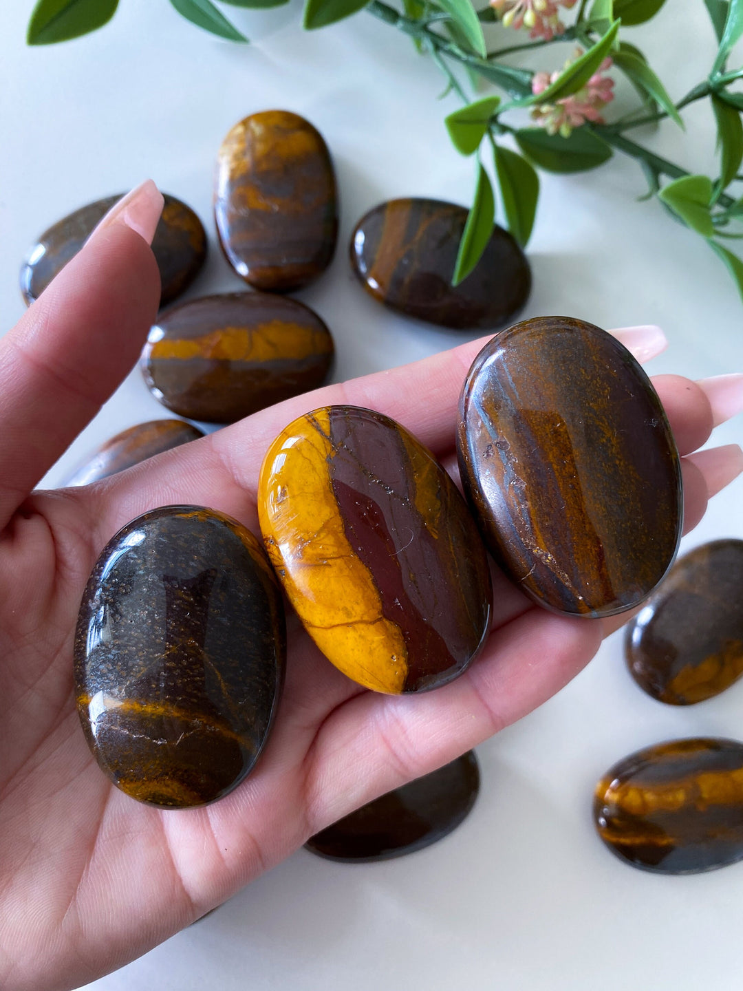 Small Sunset Jasper Palm Stone - Smooth - Grounding - Stability - Emotional Healing -Creativity - Passion - Nature - Inner Strength