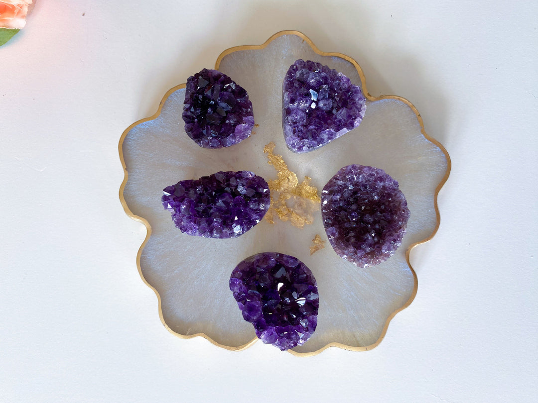 Small Amethyst Cluster - Amethyst Cabachon - Protection - Energy Cleanse - Creativity - Crown, Third Eye Chakra