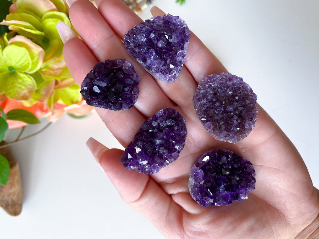 Small Amethyst Cluster - Amethyst Cabachon - Protection - Energy Cleanse - Creativity - Crown, Third Eye Chakra
