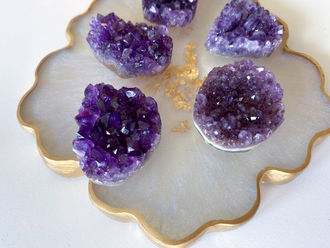 Small Amethyst Cluster - Amethyst Cabachon - Protection - Energy Cleanse - Creativity - Crown, Third Eye Chakra
