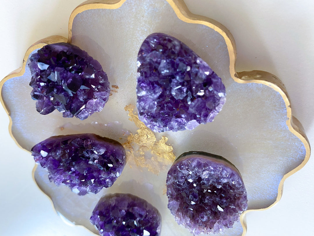 Small Amethyst Cluster - Amethyst Cabachon - Protection - Energy Cleanse - Creativity - Crown, Third Eye Chakra