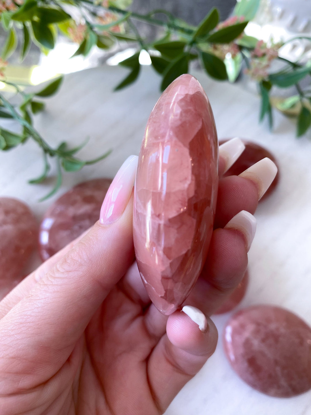 Rose Pink Calcite Palm Stone