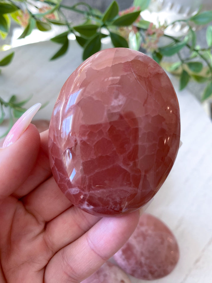 Rose Pink Calcite Palm Stone
