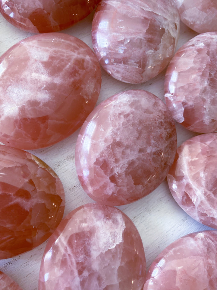 Rose Pink Calcite Palm Stone