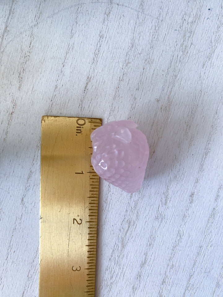 Rose Quartz Strawberry Carving