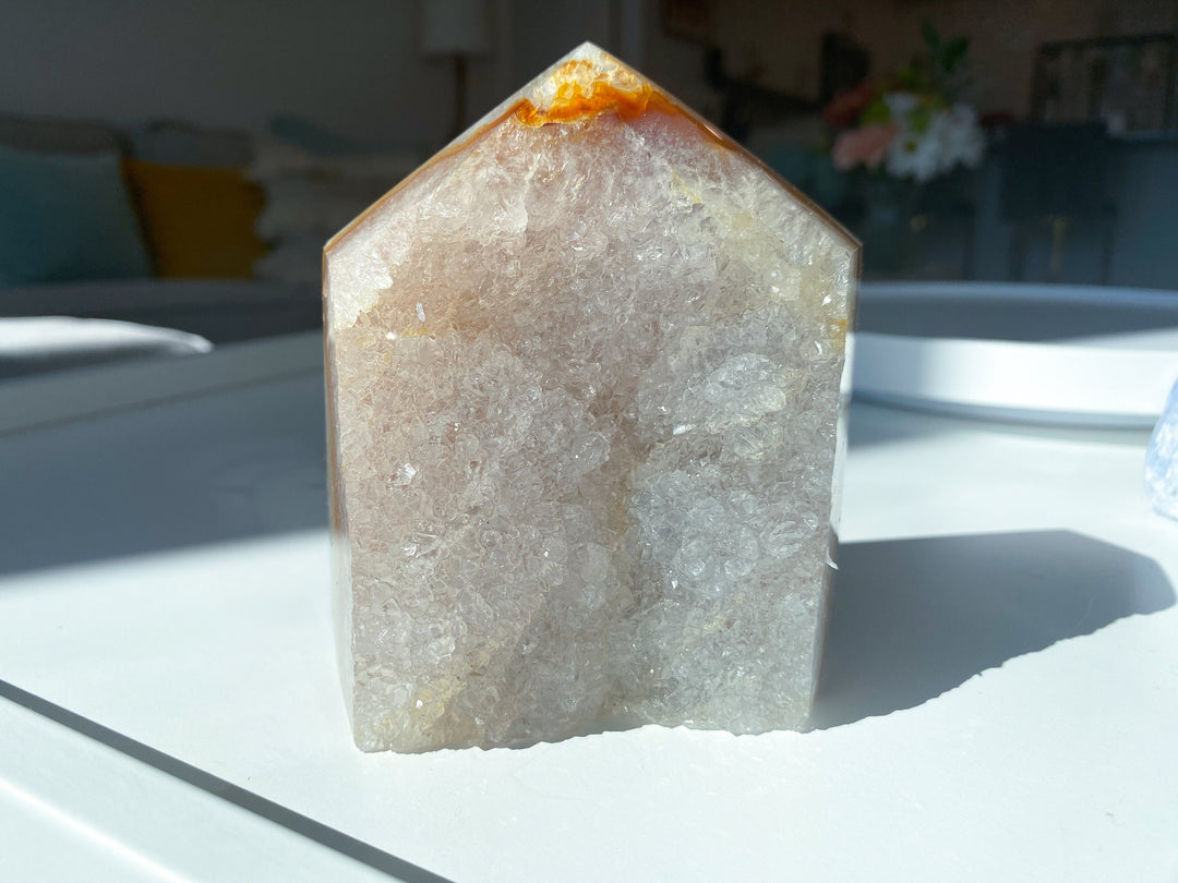 XL Rainbow Amethyst in Agate - Protection - Energy Cleanse Crystal - Calming Stone - Creativity - Crown, Third Eye Chakra