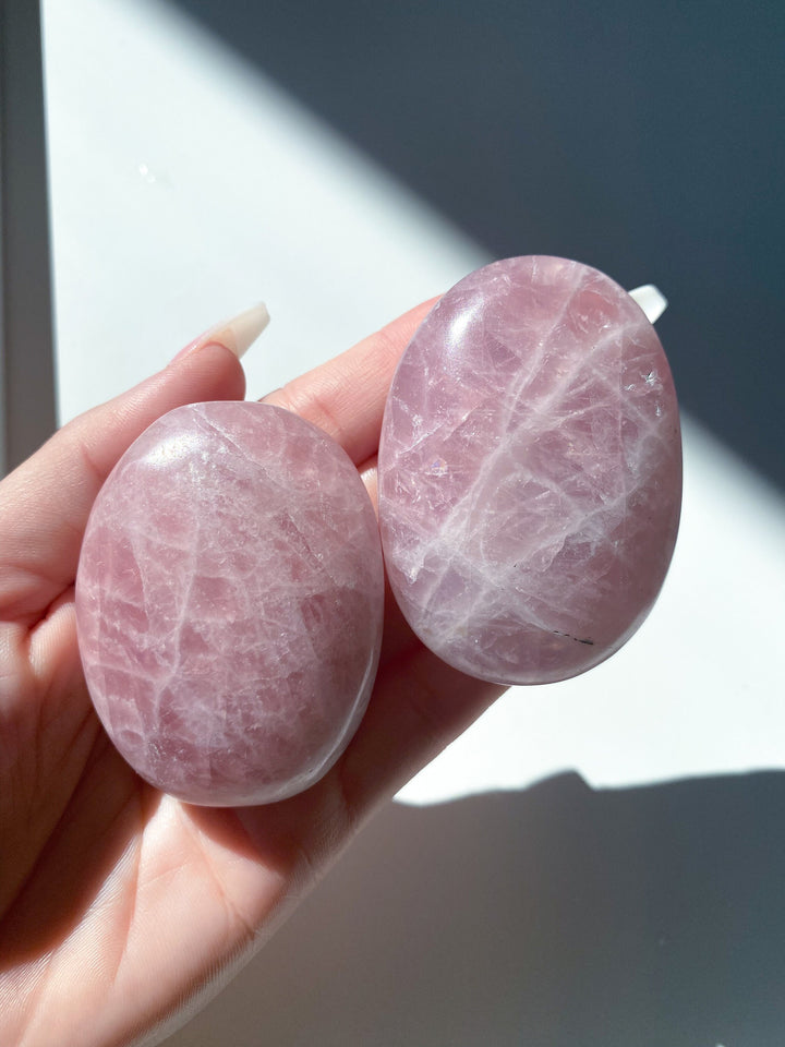 Pink Kunzite Palm Stone - Protection - Self Love - Healing Crystal - Self Care - Pink Kunzite - White Kunzite
