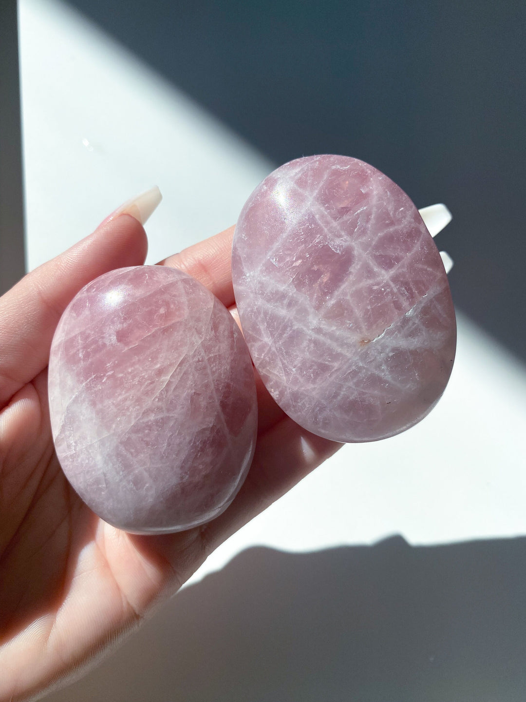 Pink Kunzite Palm Stone - Protection - Self Love - Healing Crystal - Self Care - Pink Kunzite - White Kunzite